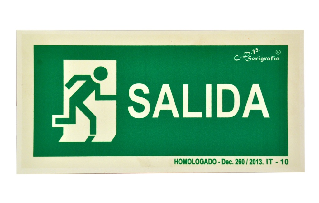 Cartel &quot;SALIDA&quot; Fotoluminiscente 30 x 15 cm